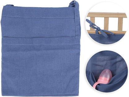 Diaper Caddy, Crib Toys Hanging 2 Pockets Diaper Nursery Organizer Baby Bedside Hanging Storage Bag Diaper Caddy Organizer for Baby Cribs and Toys, Clothing, 19.5x11.2in