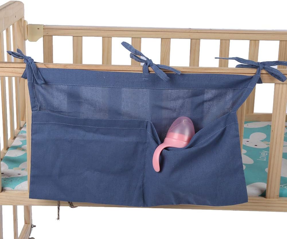 Diaper Caddy, Crib Toys Hanging 2 Pockets Diaper Nursery Organizer Baby Bedside Hanging Storage Bag Diaper Caddy Organizer for Baby Cribs and Toys, Clothing, 19.5x11.2in