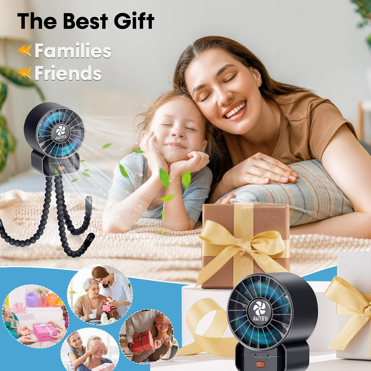 Portable Stroller Fan - 4-Speed Rechargeable USB Fan, Quiet Clip-on Baby Fans for Stroller Crib and Travel - Compact & Battery-Operated Cooling Fans for Baby Comfort on the Go