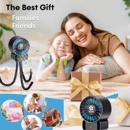 Portable Stroller Fan - 4-Speed Rechargeable USB Fan, Quiet Clip-on Baby Fans for Stroller Crib and Travel - Compact & Battery-Operated Cooling Fans for Baby Comfort on the Go
