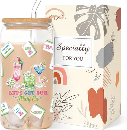 Dragon Gifts for Women Glass Cups - Glass Tumbler with Straw and Lid, Dragon Gift for Women Sister Best Friend Coworkers Bestie Teacher Birthday Graduation Christmas Holiday