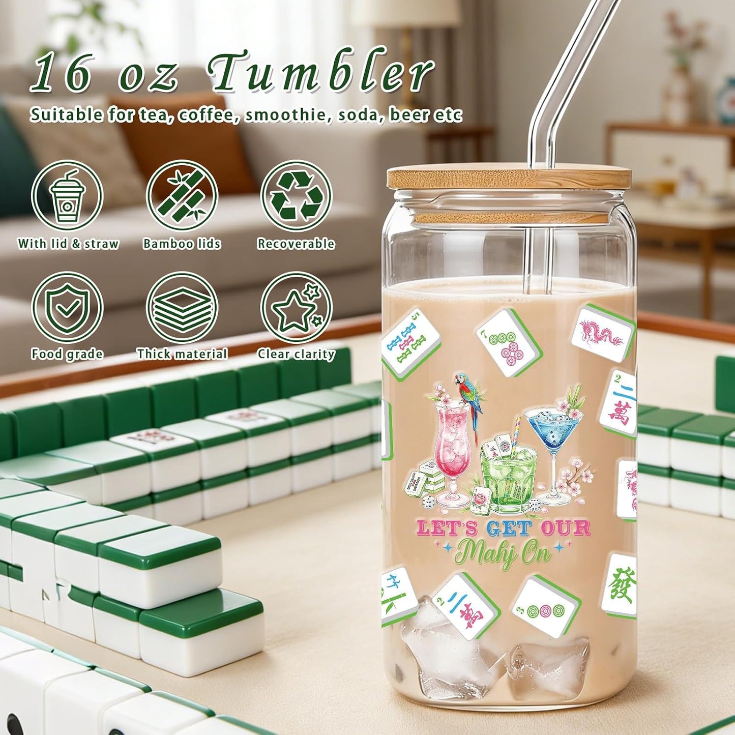 Dragon Gifts for Women Glass Cups - Glass Tumbler with Straw and Lid, Dragon Gift for Women Sister Best Friend Coworkers Bestie Teacher Birthday Graduation Christmas Holiday