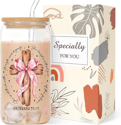 Dragon Gifts for Women Glass Cups - Glass Tumbler with Straw and Lid, Dragon Gift for Women Sister Best Friend Coworkers Bestie Teacher Birthday Graduation Christmas Holiday