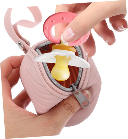 Pacifier Pouch Case Bag Sturdy Zipper Silicone Material Pacifier Holder for Mom Compact Storage for