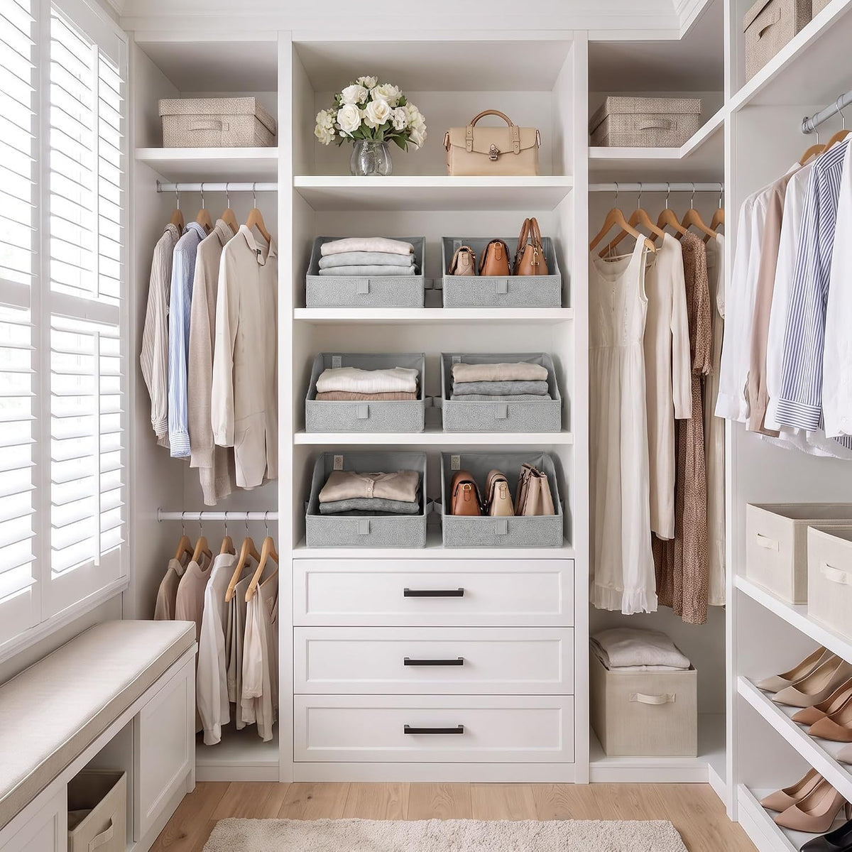 Closet Organizers, 10"Lx15¾"Wx6¾"H Pearl White, 6-Pack