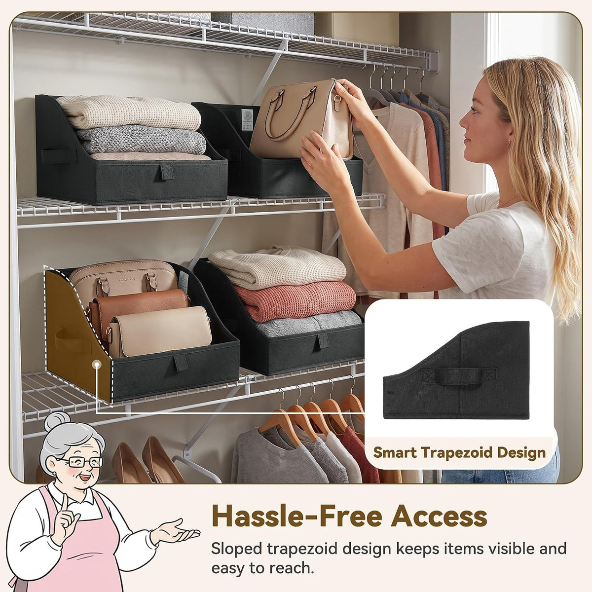 Closet Organizers, 10"Lx15¾"Wx6¾"H Pearl White, 6-Pack