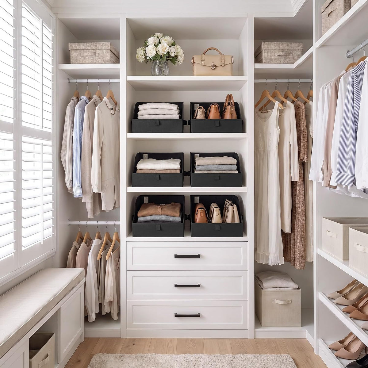 Closet Organizers, 10"Lx15¾"Wx6¾"H Pearl White, 6-Pack