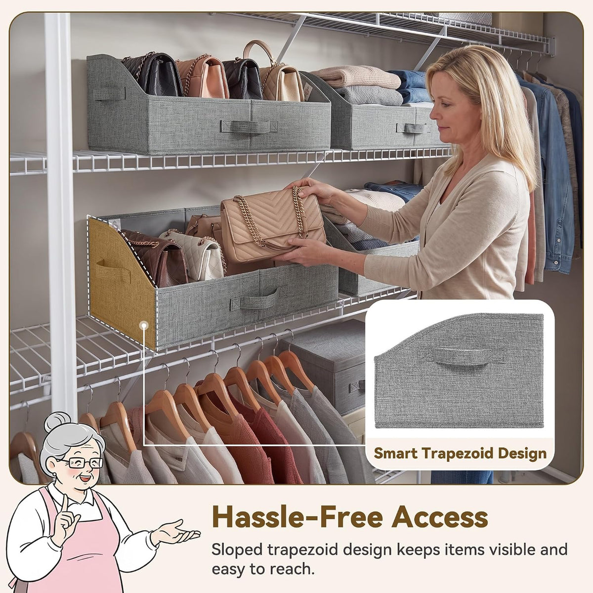 Closet Organizers, 10"Lx15¾"Wx6¾"H Pearl White, 6-Pack