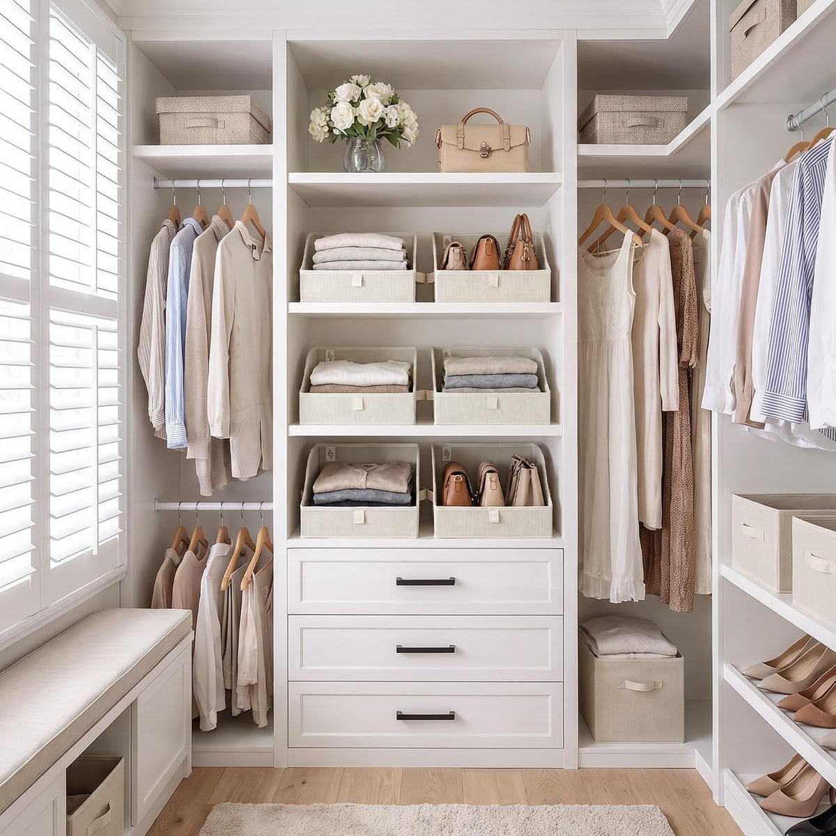 Closet Organizers, 10"Lx15¾"Wx6¾"H Pearl White, 6-Pack