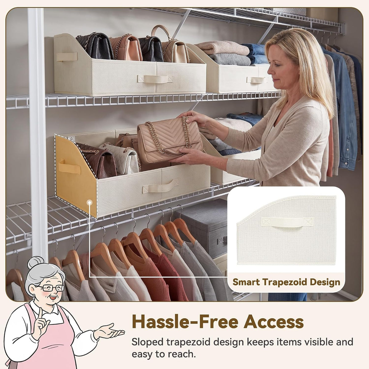 Closet Organizers, 10"Lx15¾"Wx6¾"H Pearl White, 6-Pack