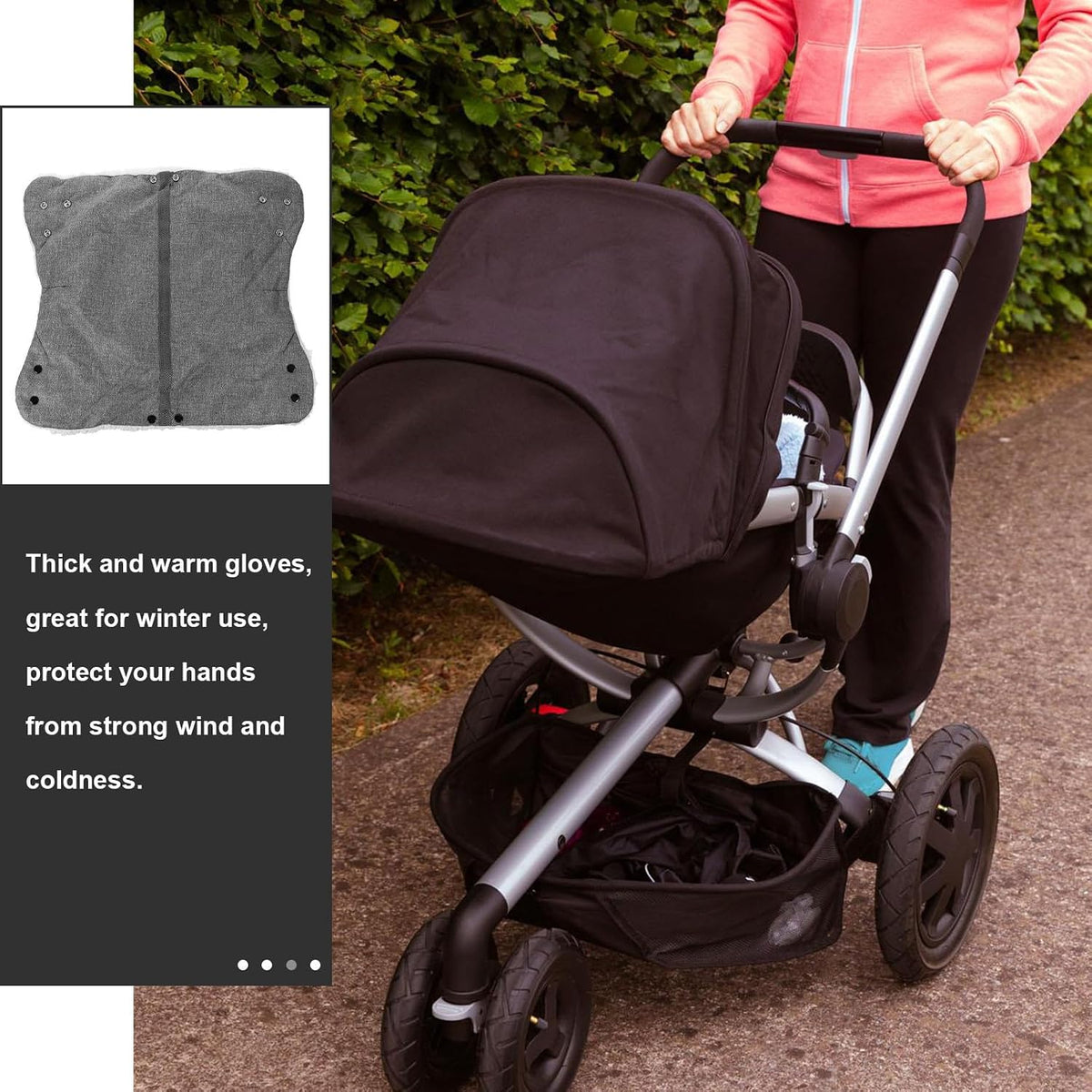 Oxford Fabric Stroller Hand Muff Windproof Thick Warm Winter Gloves