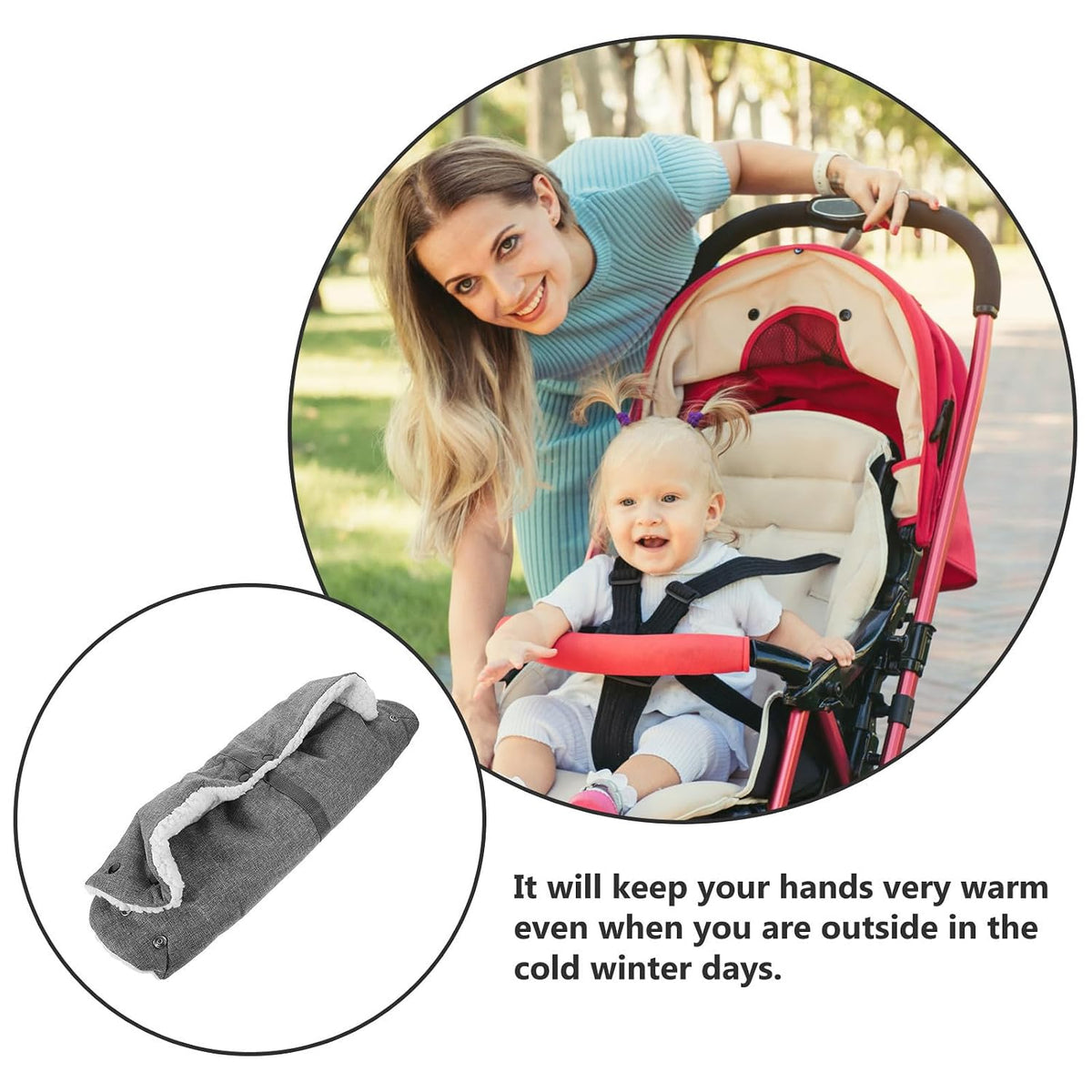 Oxford Fabric Stroller Hand Muff Windproof Thick Warm Winter Gloves