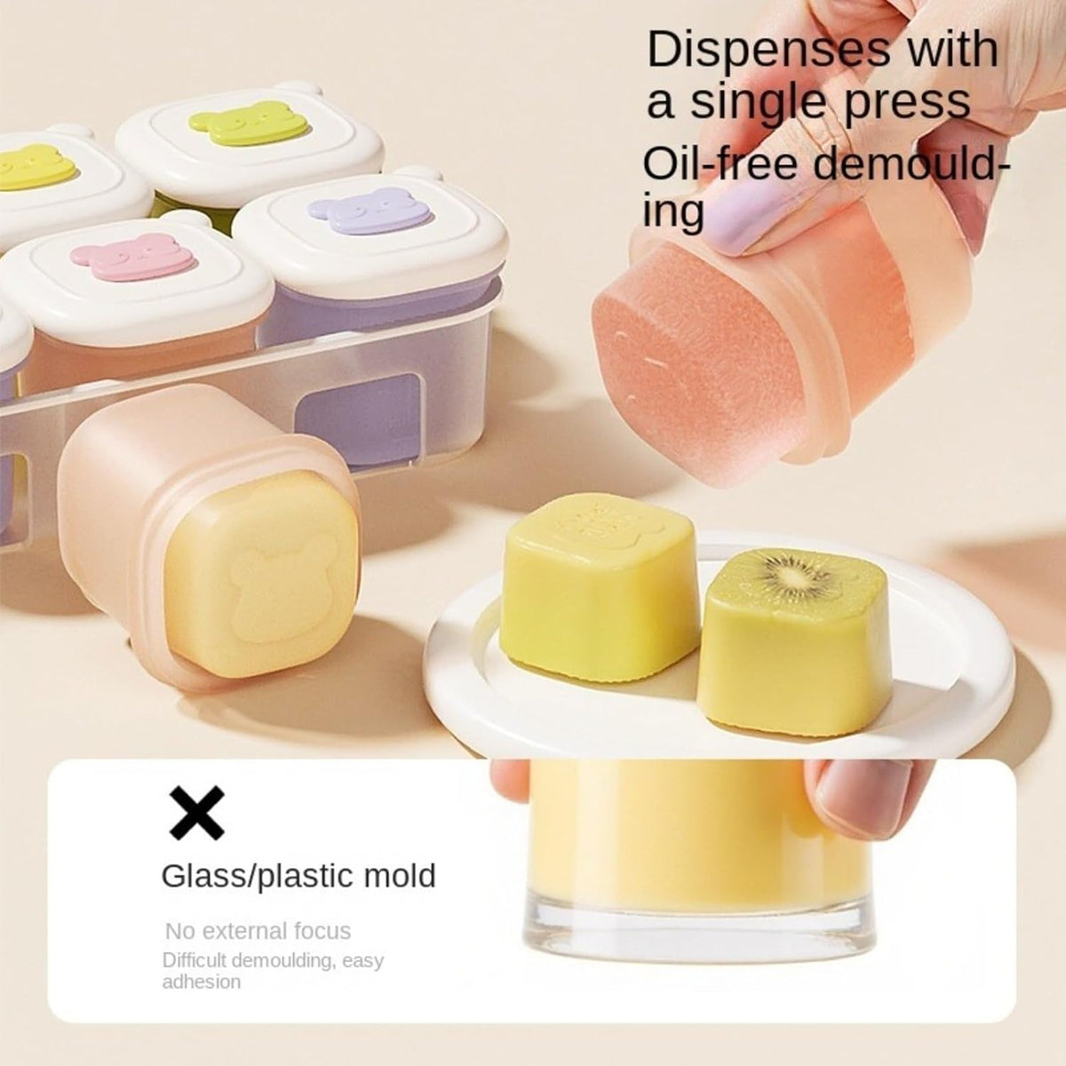 Silicone food freezer tray, storage container with lid and tray
