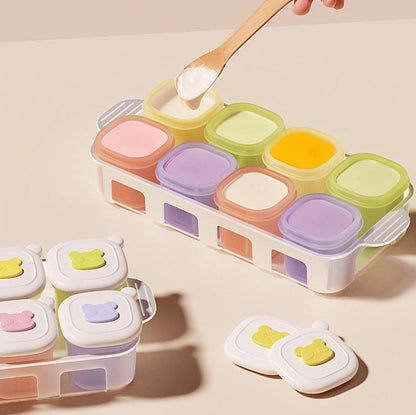 Silicone food freezer tray, storage container with lid and tray