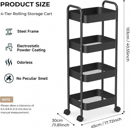 Baby Diaper Caddy Organizer Cart - Multifunction 3 Tier Rolling Cart Lightweight Utility Baby Essentials for Nursery Storage Mobile Utility Cart for Nursery, Kitchen, Bathroom, Craft Room