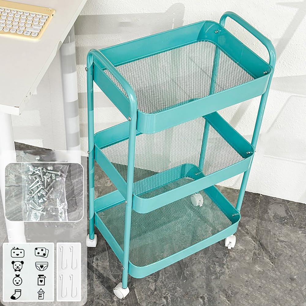 Baby Diaper Caddy Organizer Cart - Multifunction 3 Tier Rolling Cart Lightweight Utility Baby Essentials for Nursery Storage Mobile Utility Cart for Nursery, Kitchen, Bathroom, Craft Room