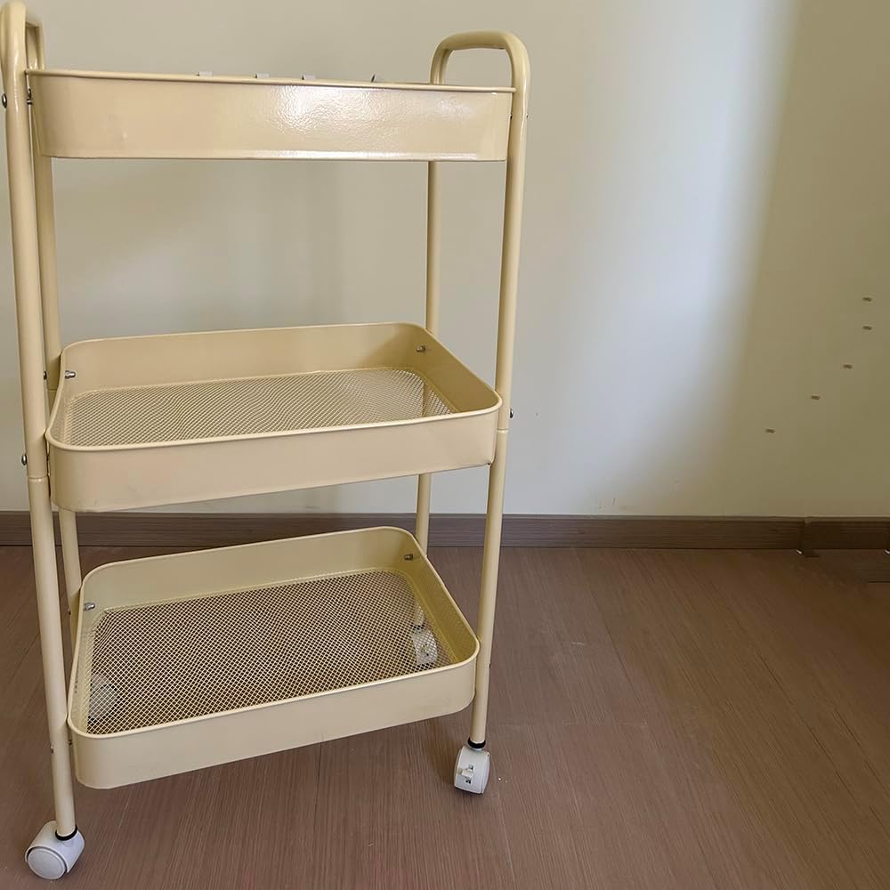 Baby Diaper Caddy Organizer Cart - Multifunction 3 Tier Rolling Cart Lightweight Utility Baby Essentials for Nursery Storage Mobile Utility Cart for Nursery, Kitchen, Bathroom, Craft Room