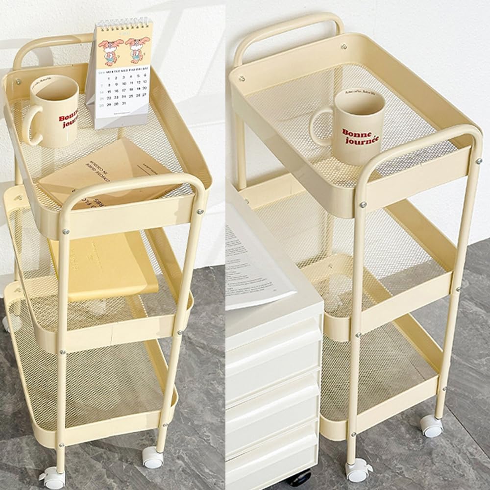 Baby Diaper Caddy Organizer Cart - Multifunction 3 Tier Rolling Cart Lightweight Utility Baby Essentials for Nursery Storage Mobile Utility Cart for Nursery, Kitchen, Bathroom, Craft Room