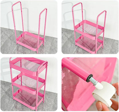 Baby Diaper Caddy Organizer Cart - Multifunction 3 Tier Rolling Cart Lightweight Utility Baby Essentials for Nursery Storage Mobile Utility Cart for Nursery, Kitchen, Bathroom, Craft Room
