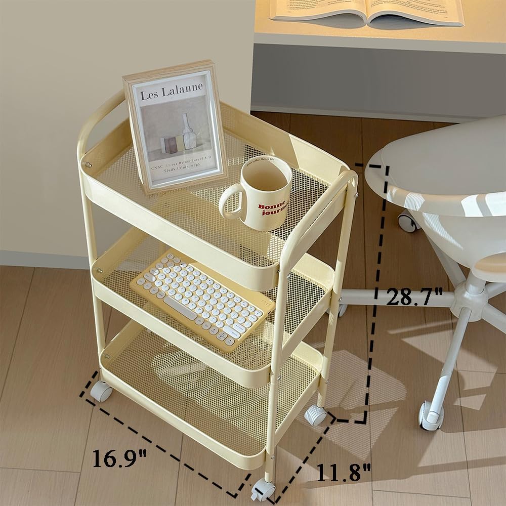 Baby Diaper Caddy Organizer Cart - Multifunction 3 Tier Rolling Cart Lightweight Utility Baby Essentials for Nursery Storage Mobile Utility Cart for Nursery, Kitchen, Bathroom, Craft Room
