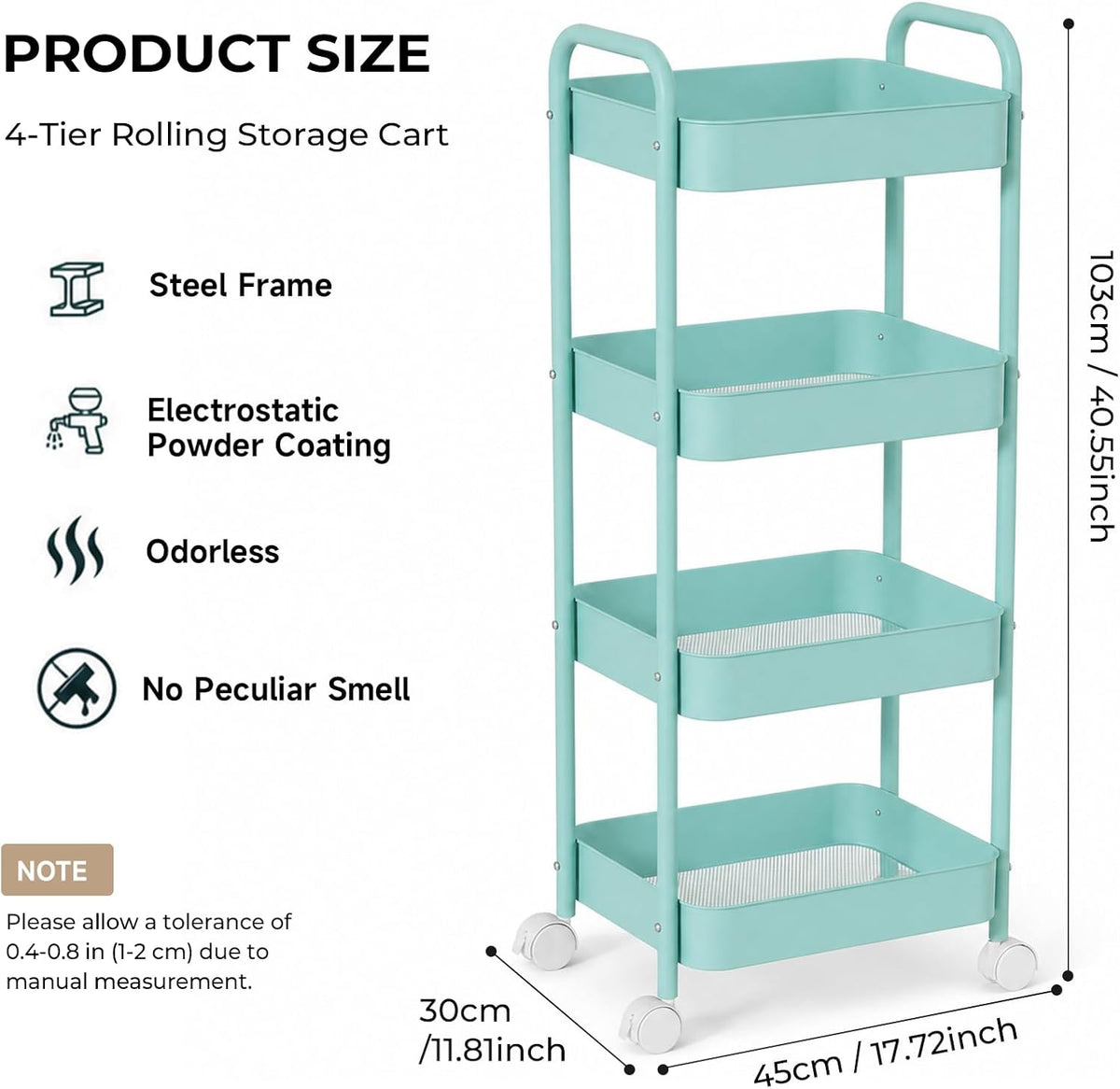 Baby Diaper Caddy Organizer Cart - Multifunction 3 Tier Rolling Cart Lightweight Utility Baby Essentials for Nursery Storage Mobile Utility Cart for Nursery, Kitchen, Bathroom, Craft Room