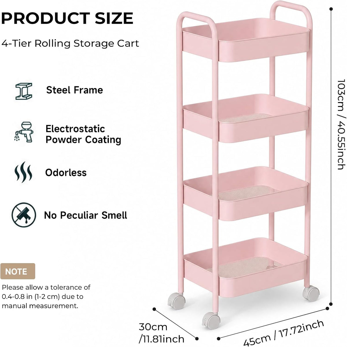 Baby Diaper Caddy Organizer Cart - Multifunction 3 Tier Rolling Cart Lightweight Utility Baby Essentials for Nursery Storage Mobile Utility Cart for Nursery, Kitchen, Bathroom, Craft Room