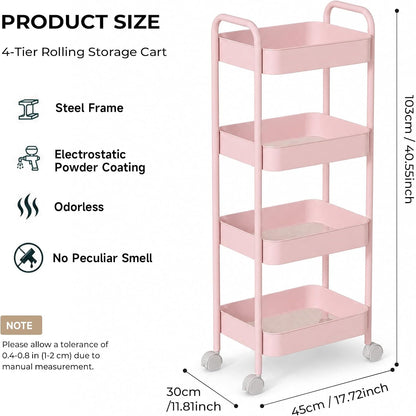 Baby Diaper Caddy Organizer Cart - Multifunction 3 Tier Rolling Cart Lightweight Utility Baby Essentials for Nursery Storage Mobile Utility Cart for Nursery, Kitchen, Bathroom, Craft Room