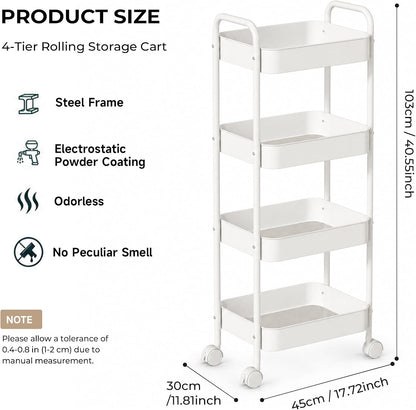 Baby Diaper Caddy Organizer Cart - Multifunction 3 Tier Rolling Cart Lightweight Utility Baby Essentials for Nursery Storage Mobile Utility Cart for Nursery, Kitchen, Bathroom, Craft Room