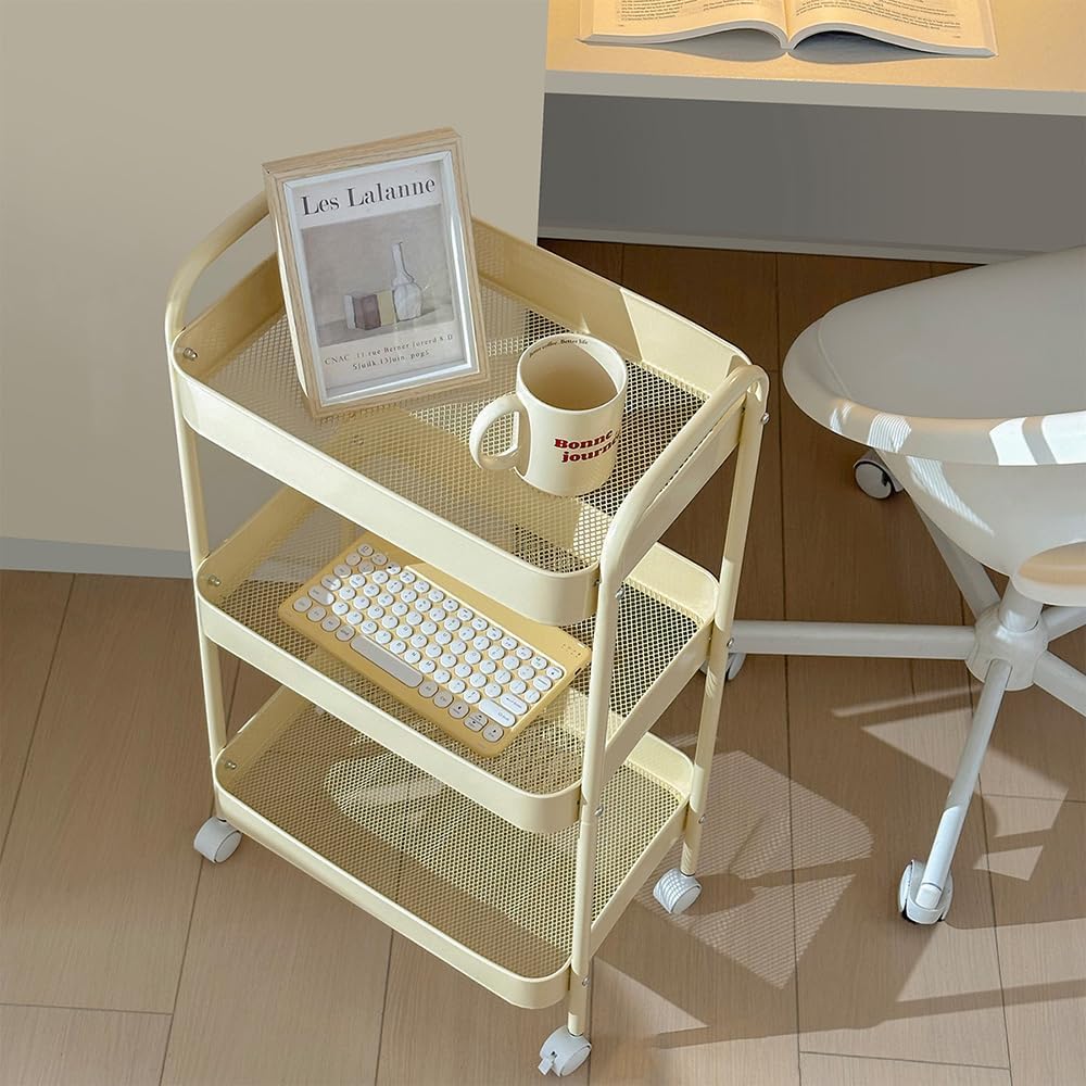 Baby Diaper Caddy Organizer Cart - Multifunction 3 Tier Rolling Cart Lightweight Utility Baby Essentials for Nursery Storage Mobile Utility Cart for Nursery, Kitchen, Bathroom, Craft Room