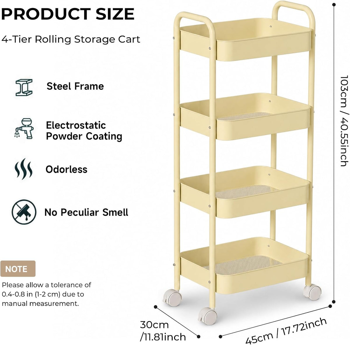Baby Diaper Caddy Organizer Cart - Multifunction 3 Tier Rolling Cart Lightweight Utility Baby Essentials for Nursery Storage Mobile Utility Cart for Nursery, Kitchen, Bathroom, Craft Room