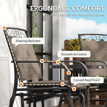Outdoor Glider Chairs with Coffee Table Patio 2-Seat Brown