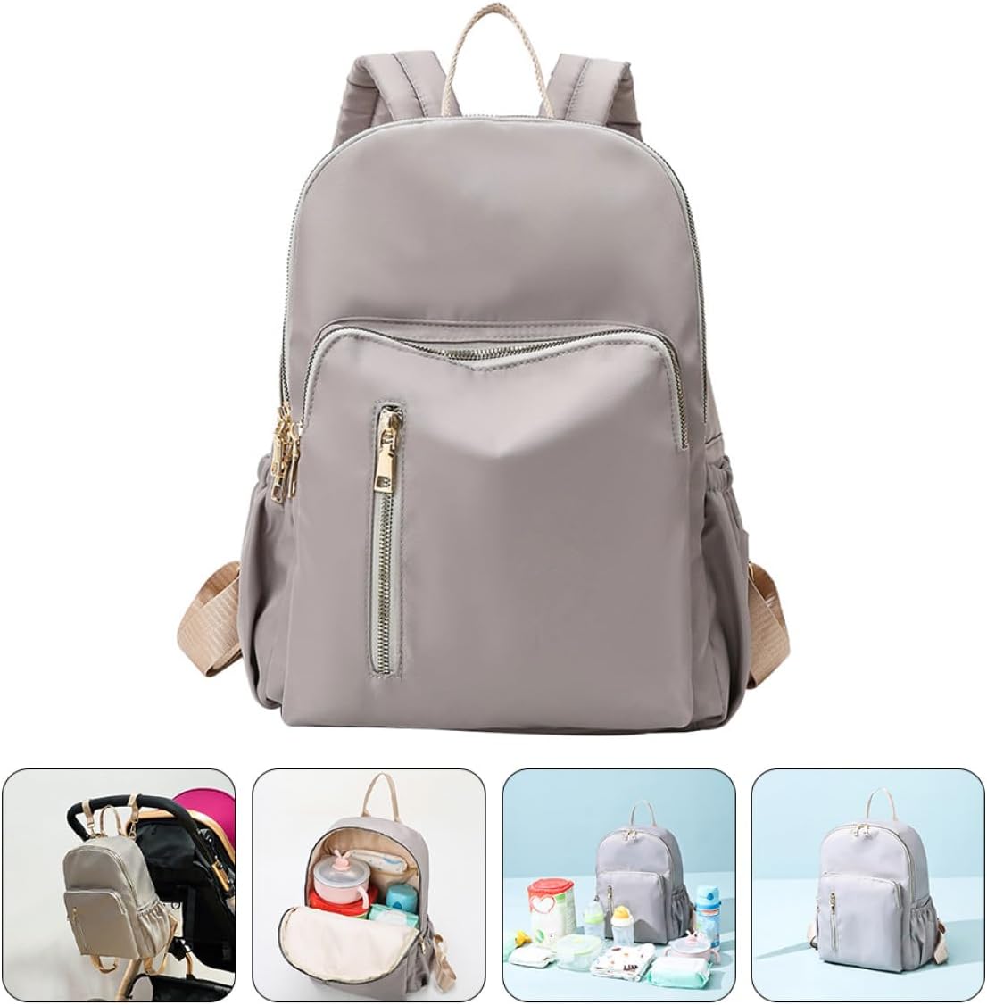 Large Capacity Waterproof Mommy Diaper Bag Backpack for Moms with Insulated Bottle Pouch Stroller Organizer Supply Pouch Commuting Backpack for Travel and Daily Use