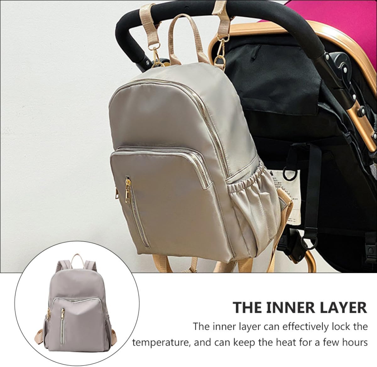 Large Capacity Waterproof Mommy Diaper Bag Backpack for Moms with Insulated Bottle Pouch Stroller Organizer Supply Pouch Commuting Backpack for Travel and Daily Use
