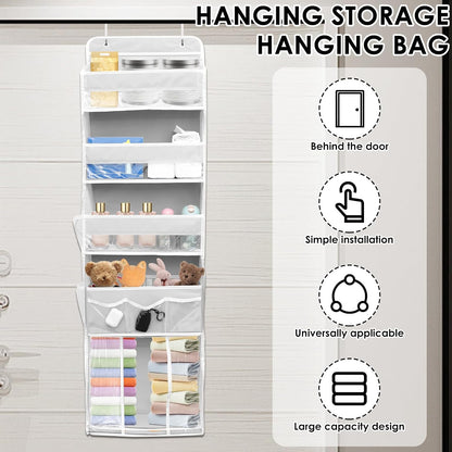 Door Hanging Organizer, Nonwoven Over the Door Organizer with Movable Baby Diaper Caddy Large Capacity Hanging Shelf for Nursery Bedroom Bathroom Pantry