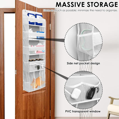 Door Hanging Organizer, Nonwoven Over the Door Organizer with Movable Baby Diaper Caddy Large Capacity Hanging Shelf for Nursery Bedroom Bathroom Pantry