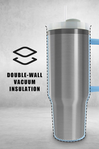 Tumbler with Handle & Straw 40 oz | Twist on 3-Way Lid | Cupholder Compatible for Travel | Insulated Stainless Steel Cup | BPA-Free | for Water, Iced Tea or Coffee | Black