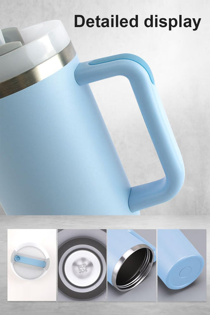 Tumbler with Handle & Straw 40 oz | Twist on 3-Way Lid | Cupholder Compatible for Travel | Insulated Stainless Steel Cup | BPA-Free | for Water, Iced Tea or Coffee | Black