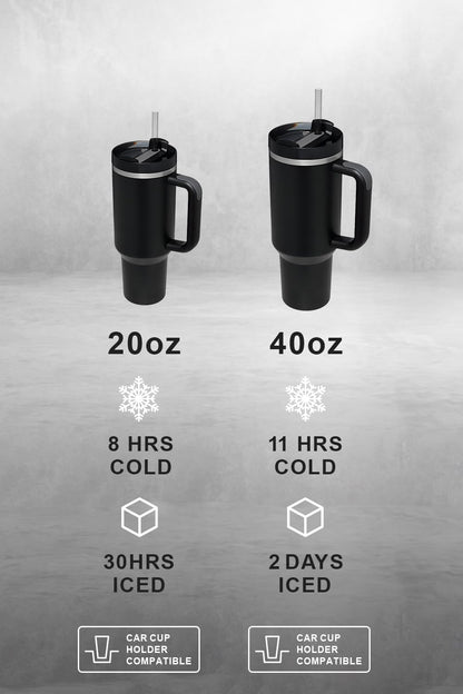 Tumbler with Handle & Straw 40 oz | Twist on 3-Way Lid | Cupholder Compatible for Travel | Insulated Stainless Steel Cup | BPA-Free | for Water, Iced Tea or Coffee | Black