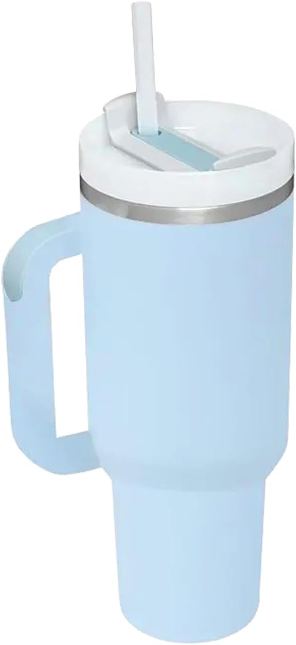 Tumbler with Handle & Straw 40 oz | Twist on 3-Way Lid | Cupholder Compatible for Travel | Insulated Stainless Steel Cup | BPA-Free | for Water, Iced Tea or Coffee | Black