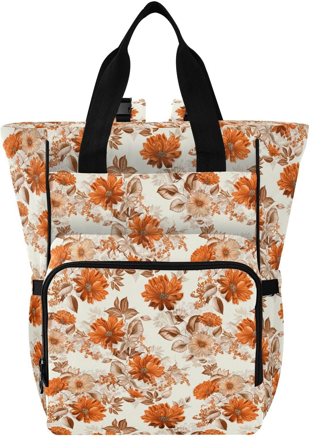 Diaper Bag Backpack, Multifunction Travel Bag for Moms Dads, Baby Changing Bag with Insulted Pockets, Stroller Straps and Side Bottle Pockets Autumn Blush Floral Pattern