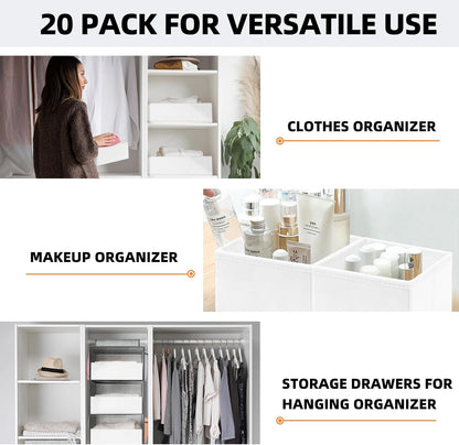 【FAMILY PACK】Drawer Organizer Clothes, 20 Pack Dresser Organizer Bins for Baby Clothes - Underwear Bra Sock Organizer - Fabric Closet Organization and Storage Dividers for Nursery Bedroom Dorm