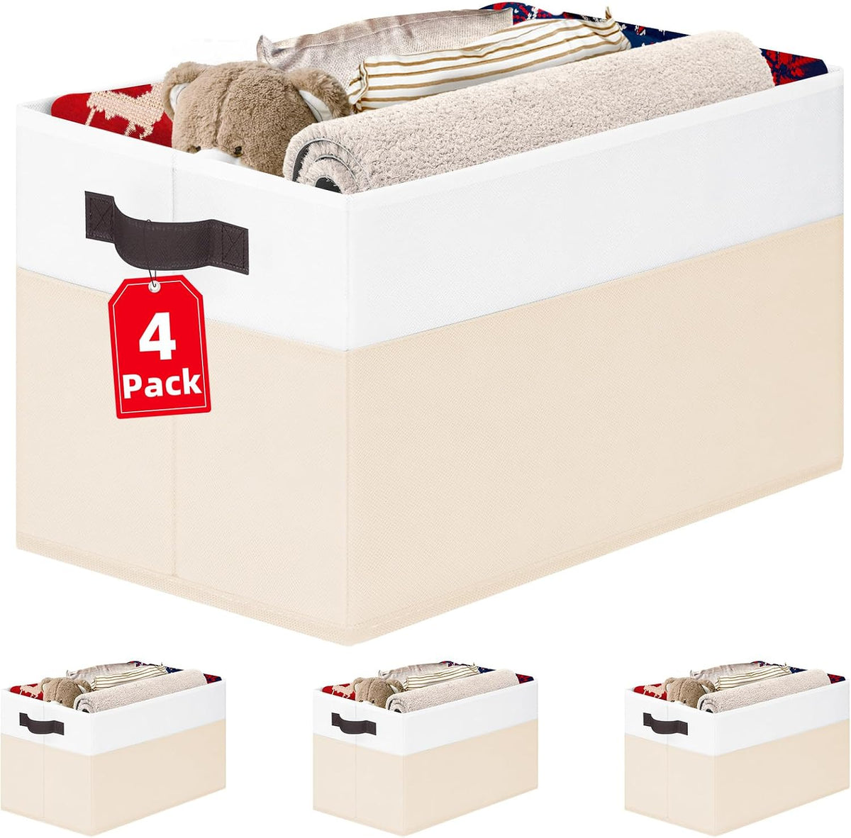 6 Pack Large Toy Box Chest, Collapsible Sturdy Toy Storage Organizer Bins Baskets for Kids, Boys, Girls, Nursery, Playroom, Shelf Baskets for Lego Puzzle Balls, Game Organizer (14L*10W*9.5H)