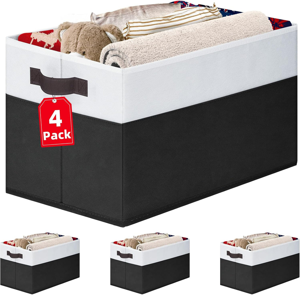 6 Pack Large Toy Box Chest, Collapsible Sturdy Toy Storage Organizer Bins Baskets for Kids, Boys, Girls, Nursery, Playroom, Shelf Baskets for Lego Puzzle Balls, Game Organizer (14L*10W*9.5H)