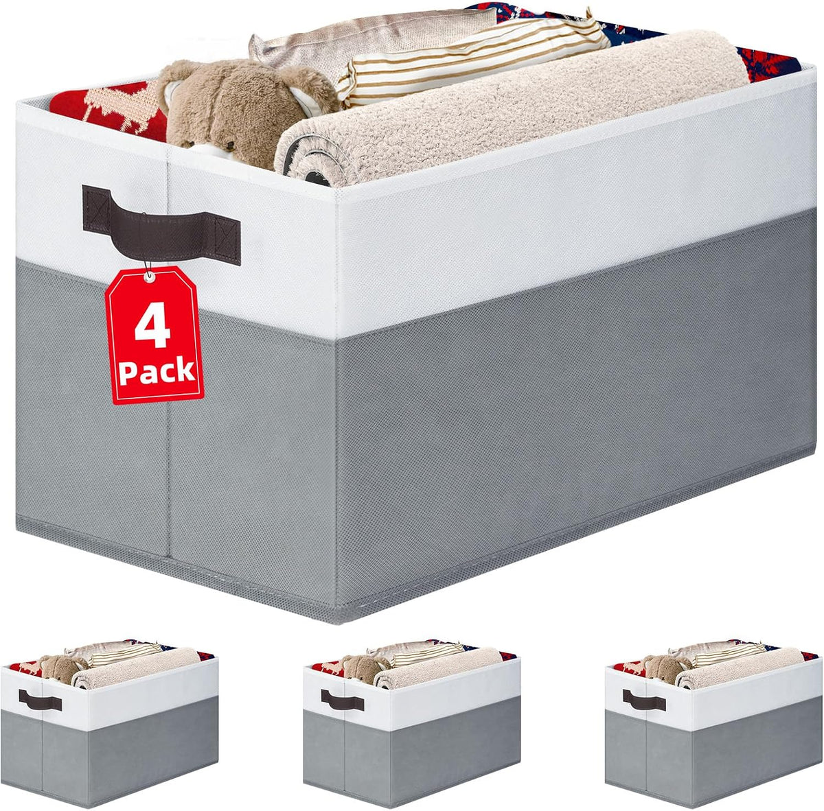 6 Pack Large Toy Box Chest, Collapsible Sturdy Toy Storage Organizer Bins Baskets for Kids, Boys, Girls, Nursery, Playroom, Shelf Baskets for Lego Puzzle Balls, Game Organizer (14L*10W*9.5H)