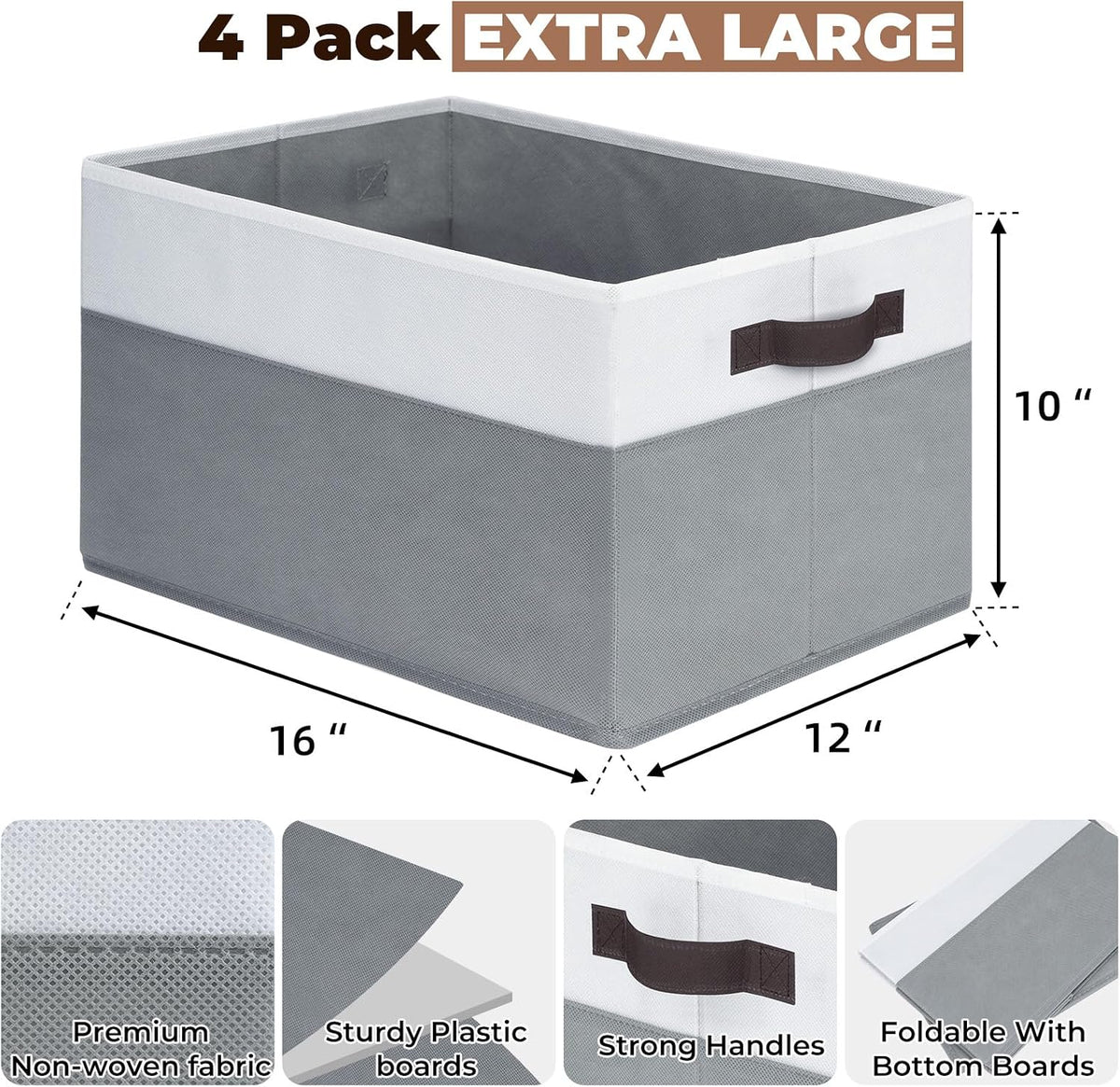 6 Pack Large Toy Box Chest, Collapsible Sturdy Toy Storage Organizer Bins Baskets for Kids, Boys, Girls, Nursery, Playroom, Shelf Baskets for Lego Puzzle Balls, Game Organizer (14L*10W*9.5H)