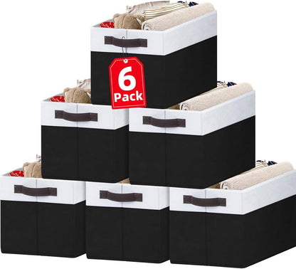 6 Pack Large Toy Box Chest, Collapsible Sturdy Toy Storage Organizer Bins Baskets for Kids, Boys, Girls, Nursery, Playroom, Shelf Baskets for Lego Puzzle Balls, Game Organizer (14L*10W*9.5H)