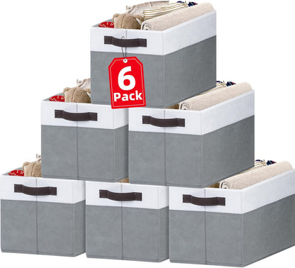 6 Pack Large Toy Box Chest, Collapsible Sturdy Toy Storage Organizer Bins Baskets for Kids, Boys, Girls, Nursery, Playroom, Shelf Baskets for Lego Puzzle Balls, Game Organizer (14L*10W*9.5H)