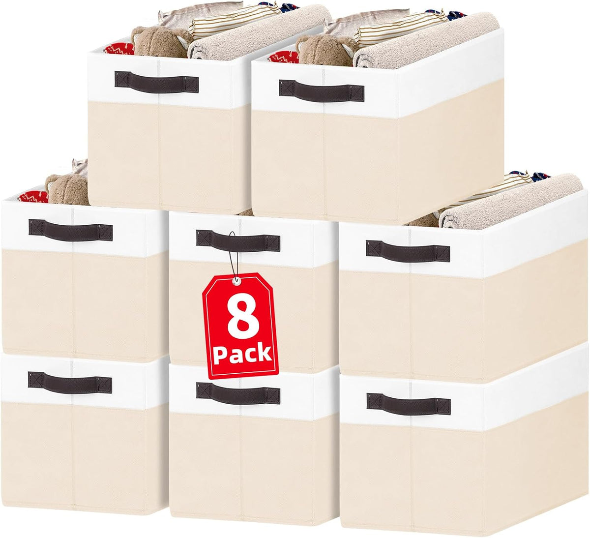6 Pack Large Toy Box Chest, Collapsible Sturdy Toy Storage Organizer Bins Baskets for Kids, Boys, Girls, Nursery, Playroom, Shelf Baskets for Lego Puzzle Balls, Game Organizer (14L*10W*9.5H)