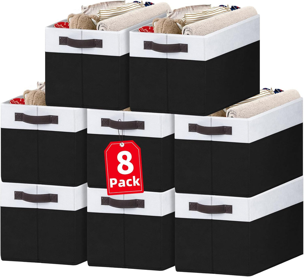 6 Pack Large Toy Box Chest, Collapsible Sturdy Toy Storage Organizer Bins Baskets for Kids, Boys, Girls, Nursery, Playroom, Shelf Baskets for Lego Puzzle Balls, Game Organizer (14L*10W*9.5H)