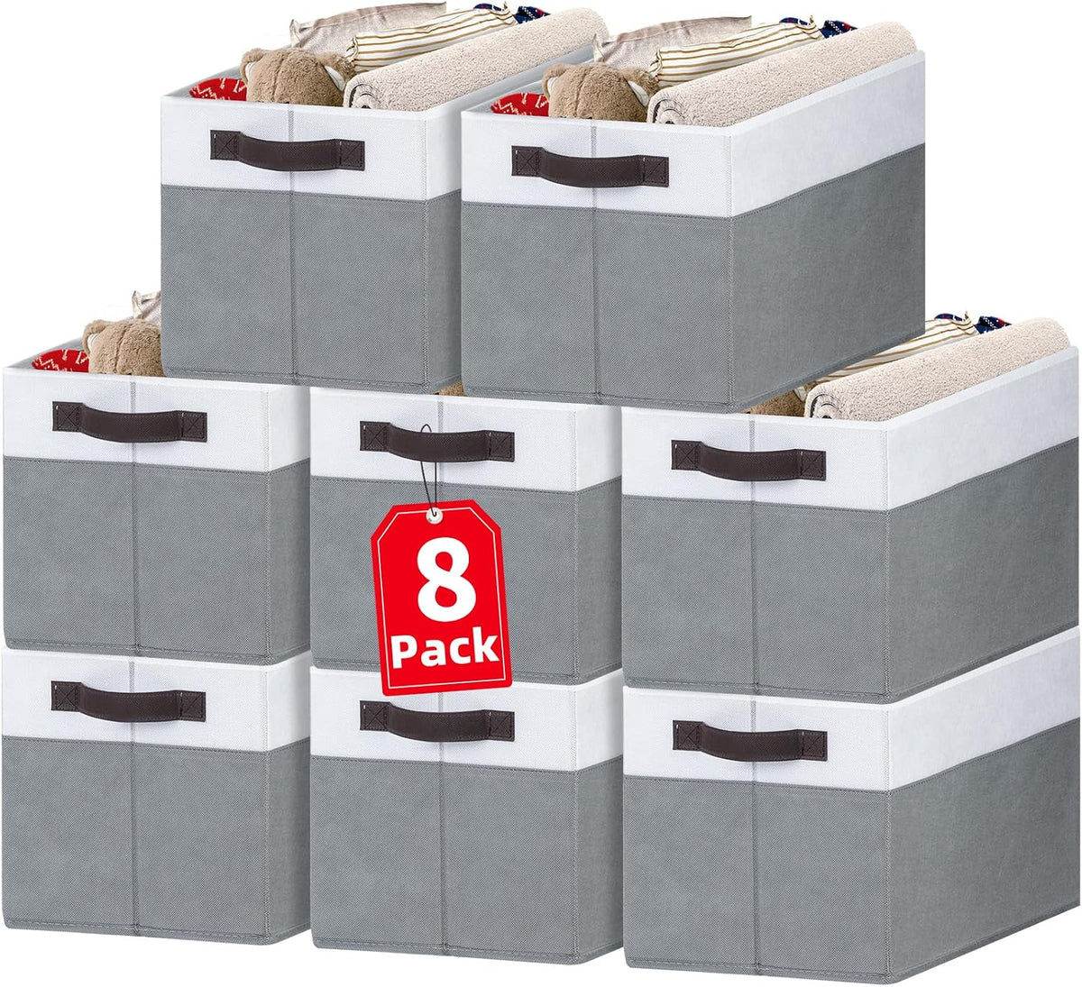 6 Pack Large Toy Box Chest, Collapsible Sturdy Toy Storage Organizer Bins Baskets for Kids, Boys, Girls, Nursery, Playroom, Shelf Baskets for Lego Puzzle Balls, Game Organizer (14L*10W*9.5H)